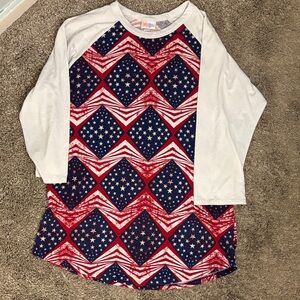 LuLaRoe Women's Long Sleeve Top - Red, White, Blue